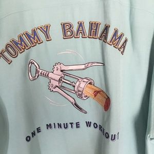 TOMMY BAHAMA ONE MINUTE WORKOUT SHORT SLEEVE SILK BUTTON SHIRT MENS EXTRA LARGE